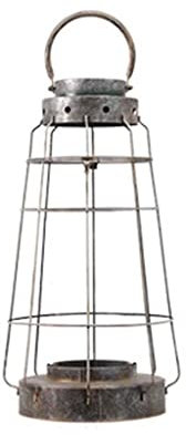 Kerzenhalterhalter Vintage Distressed Metal Candle Lantern mit Griff, Säulenkerzenhalter mit Glas Bauernhaus Laterne for Hochzeitsfeier Garten Innen im Freien im Freien Gebrauch Kandelaber ( Color : B