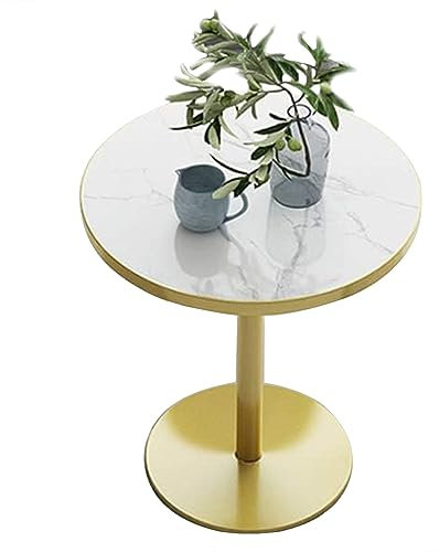 Table haute ronde Table de bar Dessus de table en marbre Art du fer doré Peinture de cuisson à haute température Base épaissie Table de salle à manger facile à nettoyer (hauteur de la table en option)