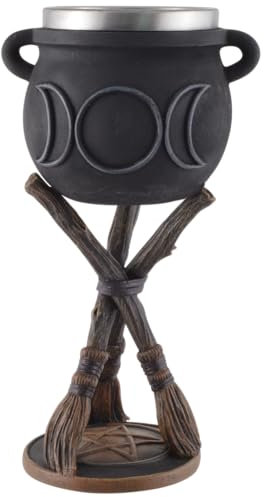 VOGLER Joh. Vogler GmbH Vaso de bruja con 3 escobas, pentagrama, inserto de acero extraíble