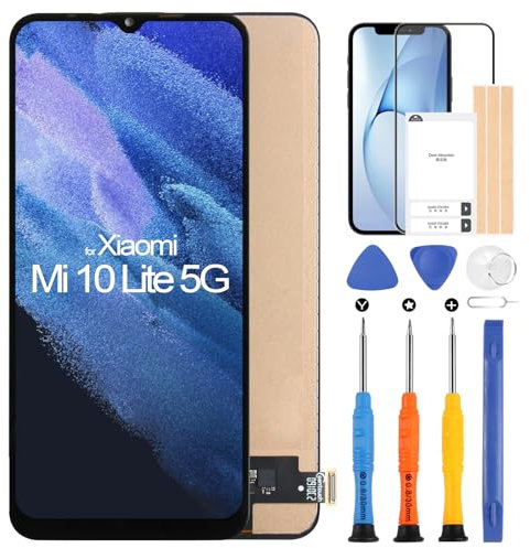ARSSLY Pantalla LCD para Xiaomi Mi 10 Lite 5G M2002J9G M2002J9S 6,57 Display Digitizer Touch Pantalla Reemplazo Asamblea con Herramientas