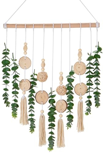 Boho Hängepflanzen Eukalyptus Blätter Wanddekoration Künstliche Pflanzen Eukalyptus Zweige Dekorationen Rustikale Boho Bauernhaus-Dekoration für Schlafzimmer, Küche, Esszimmer, Badezimmer, Typ-2