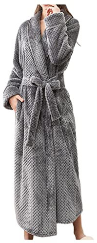 MJGkhiy Vestaglia Invernale Donna Calda Lunga/corta Elegante Con Cintura Peluche Accappatoio Vestaglie Cotone Con Cappuccio Caldo Felpata Pigiama Da Notte Loungewear Flanella Accappatoio