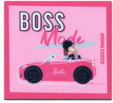 Comercial Mercera Barbie Boss Mode - Aufnäher, Bügelbild, Aufbügler, Applikationen, Patches, Flicken, zum aufbügeln, Größe: 5,9 x 6,4 cm