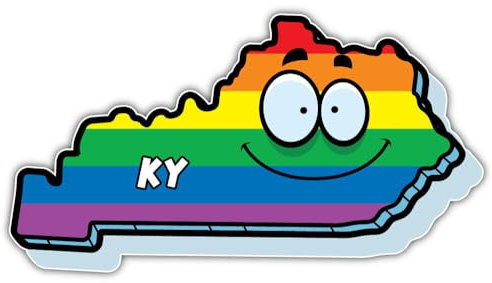WildeBabsKLBT 11 cm Hochwertiger Premium Autoaufkleber Sticker Klebefolie Kentucky USA Staat Karte Smiley lacht Augen Regenbogen LGBT H2900