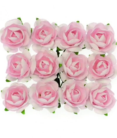 Glorex Rosas con alambre, 18 mm, 12 unidades, color rosa