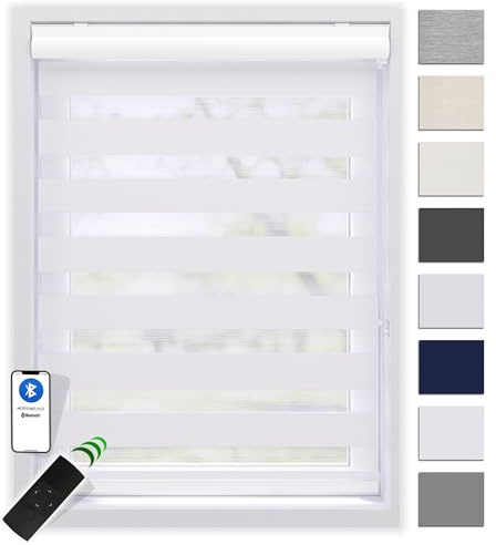 EFIXS Doppelrollo mit Kassette 100 x 240 cm (BxH) in Weiss/Duo Rollo mit Premium-Unterschiene/Doppelrollo zum Bohren in den Breiten 40-220 cm