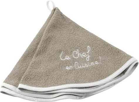 Douceur d'Intérieur Cuistot Handtuch, rund (Durchmesser 60 cm), Leinen, Bestickt, Frottee