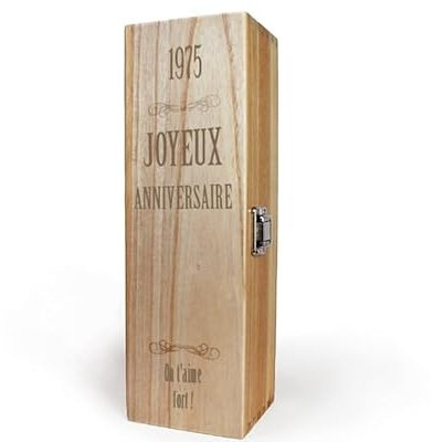 CADEAUX.COM - Caisse À Vin Année Vintage Année 1975 Personnalisé Caisse à vin seule - Cadeau Personnalisable - Cadeau Anniversaire - Cadeau Homme et Femme - Cadeau Année