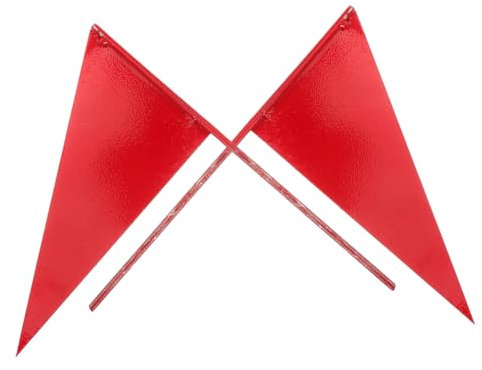 Anneome 2stücke Tragbare Dreieckige Eisenstangenfahne Für Sportveranstaltungen Wetterfeste Markierungsflaggen Für Leichtathletik Und Kugelstoßen Rot