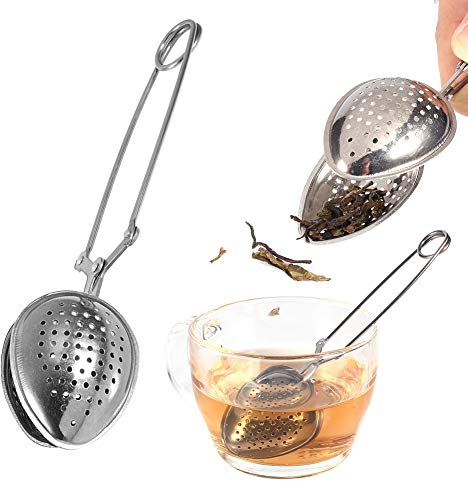 Jeanoko Colador de té de Acero Inoxidable, Infusores de té con Asa, Pinza para Infusor de té para Amantes del té, Cocina, Sala de Estar, para té Suelto, Pinzas para Colador de