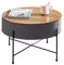 Pantanal Round Grey Coffee Table with Storage Drawer, Modern Wood Top End Table Sofa Side Table Tea Table with Black Metal Legs for Home Office Waiting Reception Furniture