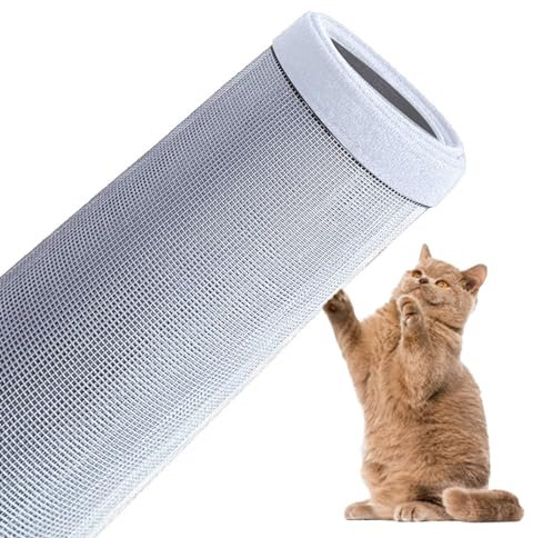 Rr tianshi Rete di protezione per finestra per gatti, per balcone, rete di sicurezza per gatti, antigraffio, zanzariera (80 x 120 cm, bianco + bianco)