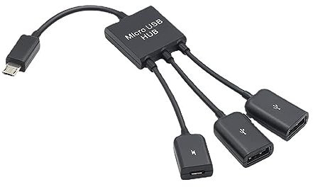 Micro USB to 2 OTG 3 Ports Hub Host Cable Splitter 3 in 1 Micro USB Type-C Adapter Converter USB HUB to 3.0 Powered PC to HDMI Compatible Laptop Fast Desktop Mount for Tablet Keyboard