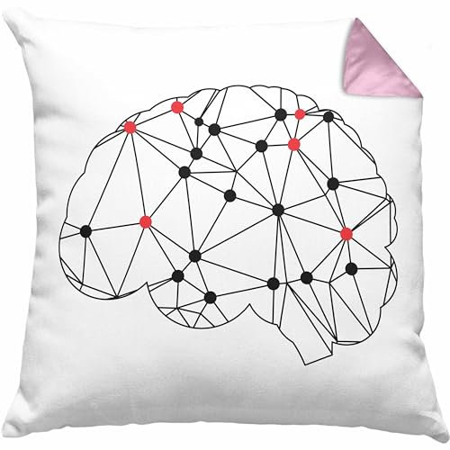 Trendation Psychologie Kissen mit Füllung 40x40 Geschenk Gehirn (Rosa)