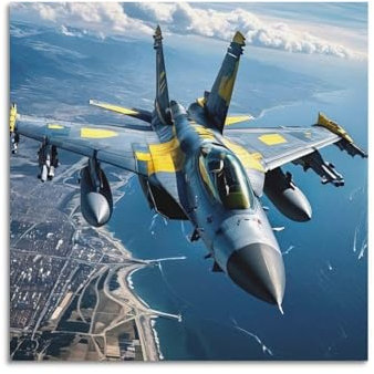 Poster mit Militär-Kampfflugzeugen, F16, Kampf gegen Falke, Kämpfer, Jet, dekoratives Gemälde, Leinwand, Poster, 30 x 30 cm