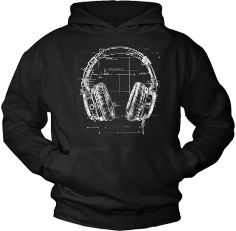 MAKAYA Hip Hop Hoodie Vintage Style Kopfhörer Motiv Pullover mit Kapuze Retro Print 80Er Jahre