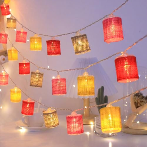 Fielegen 10 LED-Lichterkette im Retro-Stil, 2 m, batteriebetrieben, Vintage-Thema, dekorative Lichterkette für drinnen und draußen, Zuhause, Schlafzimmer, Terrasse, Veranda, Balkon, Dekoration,
