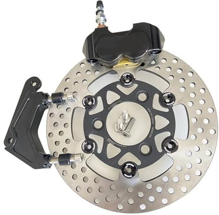 Scheibenbremse Motorrad Elektroroller für RPM CNC Bremssättel 220mm Scheibenbremspumpe Adapterhalterung 1 Satz Motorrad Bremsscheibe(Black B)