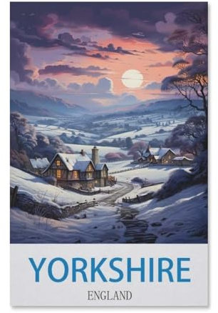 Jigsaw Puzzle 1000 Pieces for Adults,Vintage Travel Poster Yorkshire England,Large Puzzle Game Artwork for Adults Teens, Family Decorations, Unique Puzzle Gift(38x26cm)-G25