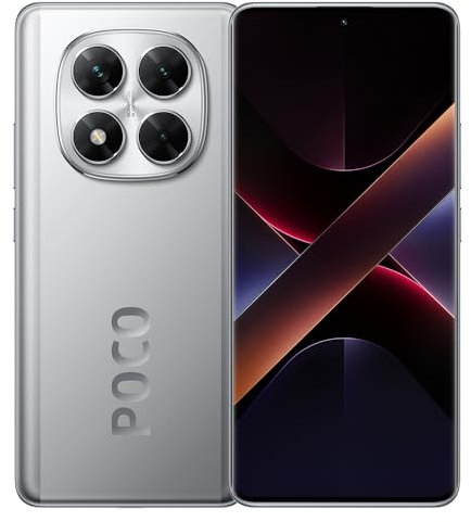 Xiaomi Poco X7 Smartphone 8+256GB,45W Turboaufladung,CrystalRes 1,5K 120Hz AMOLED Curved Display 50MP Hauptkamera mit OIS Staub, IP68,5110mAh großer Akku-Silber