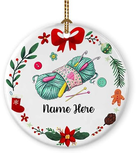 Weihnachtsbaumschmuck 7.3cm, Personalisierte Häkelideen Für Individuelle Häkelteams Christbaumschmuck Anhänger Personalisierte Weihnachtsanhänger Elegant Runde Keramik Ornament