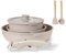 BOREINE Batterie de cuisine, Set induction casserole et poêle tout feux avec couvercle, Lot poêle avec poignée amovible, Revêtement antiadhésif, Compatible au four (Marron 7 Pce)