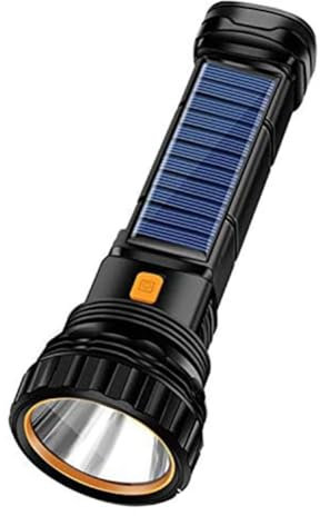 Hamkaw Linterna LED MultifuncióN Solar/Recargable, Resistente Al Agua, con Luz EstroboscóPica de Emergencia, Cable de Carga USB, Carga RáPida