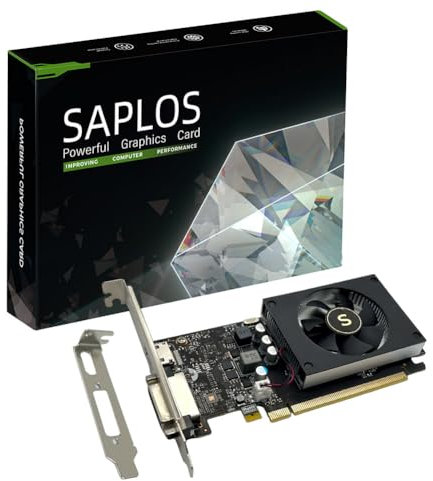 SAPLOS GT 1030 Carte Graphique, 4GB GDDR4 64-bit, HDMI DVI, Profil Bas, PC Carte vidéo, Computer GPU, DirectX 12, PCI Express x4