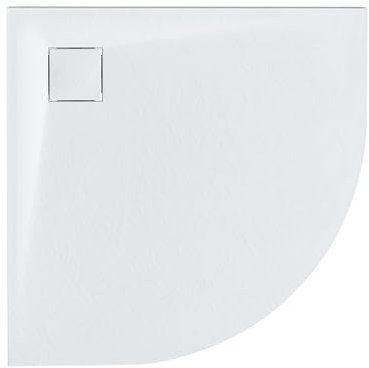 SMC Duschwanne mit Ablaufrinne 80x80 cm halbrund Steinoptik weiß flach Paron