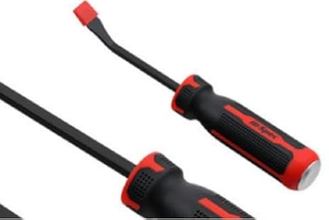 UNGFEI 2 PCS Pry Bar Set, Black and Red Crowbar with Thicker Hammer Strike Cap and Angled Tip for Prying, Lifting, Scraping, Pulling, 8 Inch and 12 Inch