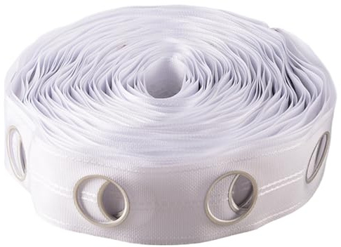 Xoeryoy Vorhangband, 10 Meter/10, 9 Yards 80 Löcher Vorhangstangenstangenband mit runden Ösenringen, gerade und glatt, abgenutzt, für Heimfenster-DIY-Nähen &&
