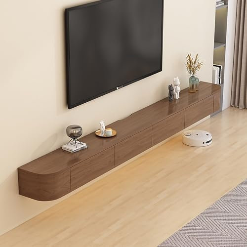 Soporte TV Flotante con Puertas Wall Mounted Almacenaje Consola Multimedia Estilo Rústico Moderno(Brown,120CM)