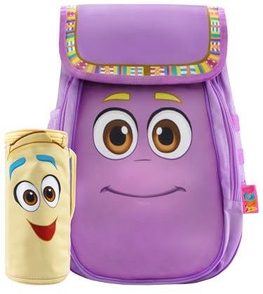 DORA Girls Backpack And Pencil Case, Cute Kids Backpack, Fun School Bag, Purple One Size