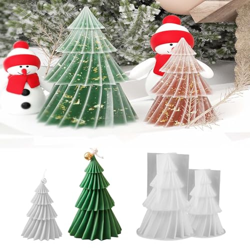 SVOCK Silikonform Tannenbaum, 2pcs Kerzenformen Zum Gießen Tannenbaum, Silikonformen Gießformen Weihnachtsbaum, Kerzen Selber Machen Set Weihnachten