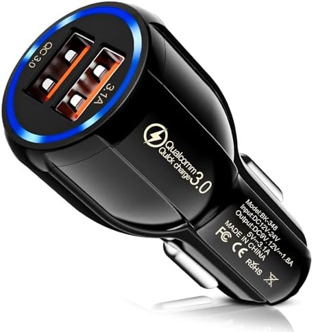 USB Car Adapter Phone Charger, Cigarette Lighter Dual USB Fast Car Charger | 12V Socket Compatible with iPhone, Samsung, iPad, Google Pixel