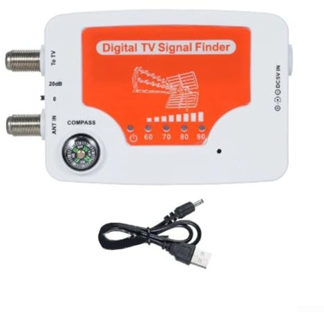 Minhe TF-02 Digitales TV-Signalstärkemessgerät für Kompass, DVB-T Signaldetektor für VHF/UHF 40-862 MHz, 57-117 dBµV, 5 V DC betrieben, tragbarer Antennentester