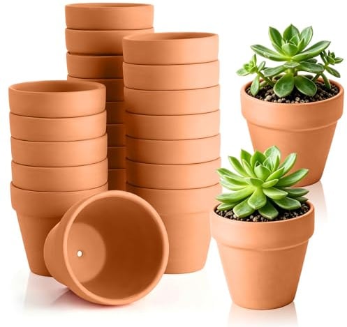 Forbabe 24 Stück Tontöpfe Klein, 5.5 X 5 cm Mini Terracotta Blumentopf | mit Abflussloch, Tontopf Blumentöpfe für DIY Basteln Bemalen