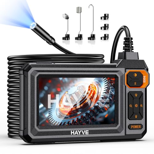 Endoskopkamera mit Licht, 4.3 Endoskop Kamera, 1080P HD Inspektionskamera mit 8 Einstellbaren LED Lichtern, Rohrkamera 5m Wasserdichtes Ip67 Halbstarrer, Kanal-Kamera für Automobilmotor