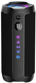 coioc Bluetooth Lautsprecher mit Licht, 25W Musikbox Bluetooth 5.4 mit Dualen Bass-Treibern, 24H Akku Boxen, TWS Koppelbar Stereo Sound, IPX7 Wasserdicht, Klassisch Schwarz