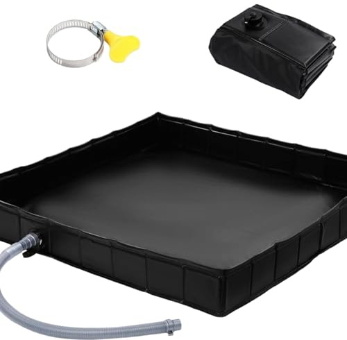 Doccia Da Esterno Vassoio Da Bagno Compatto 104 X 104 X 13 Cm | Base Acqua per Box Doccia con Tubo di Scarico Per Esterno Spiaggia Camper Tenda Auto Camion Escursionismo Viaggio Motorhome