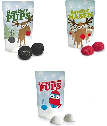 Liebeskummerpillen Weihnachts-Marshmallow-Set (Schneemannpups, Rentierpups, Rentiernase)