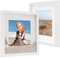 PHOTOLINI 3D Bilderrahmen zum Befüllen 40x40 Weiß groß, 1,5 cm tiefer Objektrahmen mit Glas, 2X tiefer Bilderrahmen 40x40 Holz MDF mit Passepartout, Dicker 3D Rahmen befüllbar für Gegenstände