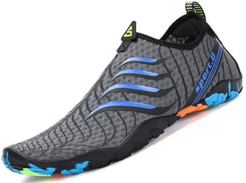 SAGUARO Badeschuhe Strandschuhe Aquaschuhe Wasserschuhe Surfschuhe Schwimmschuhe für Damen Herren Kinder, Blau 44