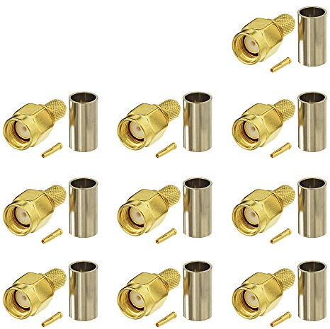 Eightwood Wlan Adapter RP SMA Stecker RP-SMA PCB Stecker DIY PCB Mount Straight Crimp 10 Stücke für Wireless Module LMR195 RG58 RG400 RG142 RF Kabel MEHRWEG
