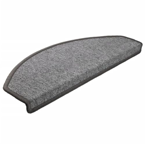 vidaXL 15x Treppenmatte Stufenmatte Stufenschoner Treppenschoner Treppenteppich Treppenschutz Matte Matten Teppich Halbrund Dunkelgrau 65x24x4 cm