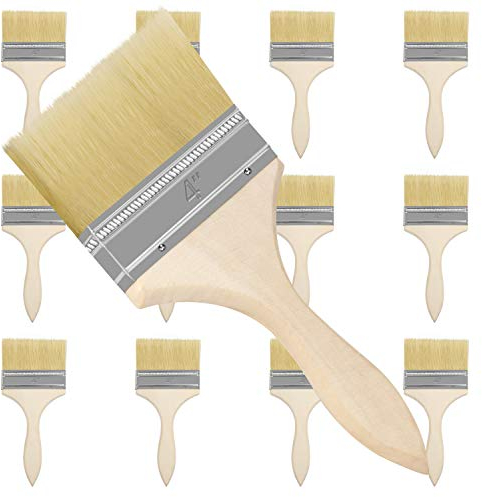 Kurtzy Pinselset 12-er Pack - Pinselkopf Malerpinsel Größe 21,5cm - Pinsel Set für Farben Lack Beizen Klebstoffe - Flachpinsel Lasurpinsel Lackpinsel für Malerbedarf