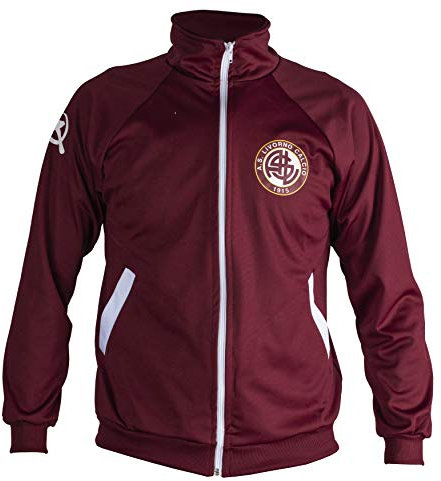 JL Sport FC Livorno Football Retro Track Herren Top Jacke Zip Pullover Gr. Medium, rot