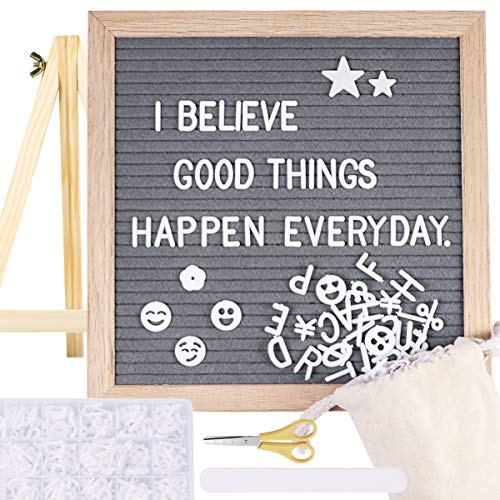 Graues Filzbriefbrett 10X10 mit Holzrahmen Weißem Brief - DIY-Holzbrett Setzt Message Board für Bastelunterricht