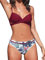 CUPSHE Damen Bikini Set Wickeloptik Push Up Bikini Bademode Blumenmuster Zweiteiliger Badeanzug Swimsuit Weinrot L