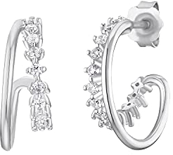 NOELANI Creolen 925 Sterling Silber Damen Ohrschmuck, mit Zirkonia synth., 1,6 cm, Silber, Kommt in Schmuck Geschenk Box, 2031569